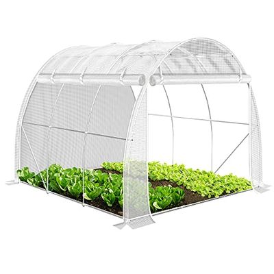 VOUNOT® Serra da Giardino a Tunnel, Serra Orto con Finestre Avvolgibili per Piante Verde e Frutto, 3 x 2 x 2 m 6m², Bianco