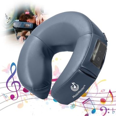 Music Master, cuscino rotondo a mezzaluna ad alta fedeltà, cuscino per massaggio Bluetooth, cuscino per poggiatesta musicale, supporto per il collo, per tavoli da massaggio, blu reale