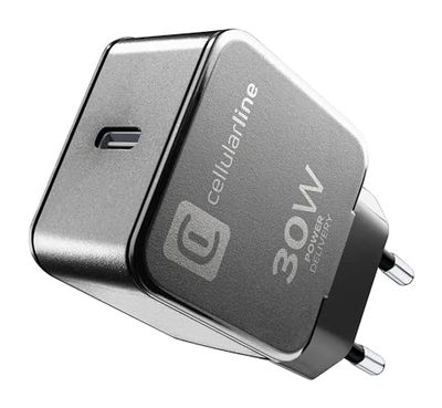 Cellularline - Caricabatterie da Rete USB-C 30W Fast Charge - Motorola, Google and other brands - Permette di caricare alla massima velocità con la carica 30W Power Delivery - Nero
