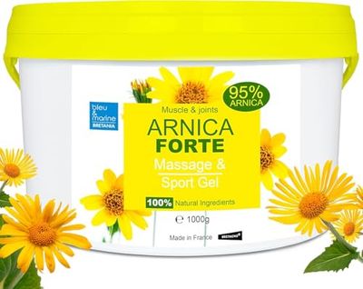 Arnica Gel Forte, Massima Concentrazione, Concentrato 95% di Estratto di Arnica BIO, Gel Massaggi Muscolari e Articolari, Idratante per la Pelle 1000 g