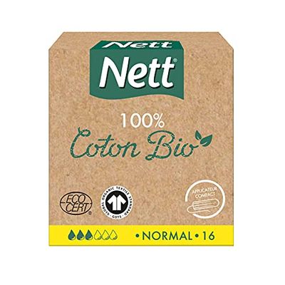 Nett Net - Tampões orgânicos com aplicador normal, 4 caixas x 16 unidades
