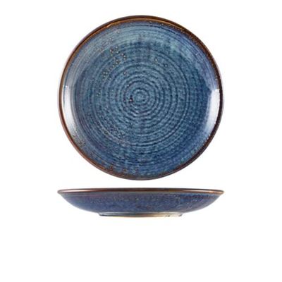 Genware Terra Porcelain, Aqua Blue, Deep Coupe Plate, 250mm, DC-PBL25, Pack of 6