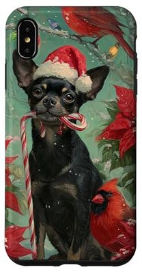 Black Chihuahua Dog Christmas Holiday Artwork Case for iPhone XS Max