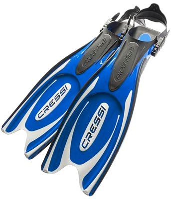Cressi Frog Plus, Pinne per Immersione con Cinturino Regolabile Unisex Adulto, Blu/Silver, 41/44 EU