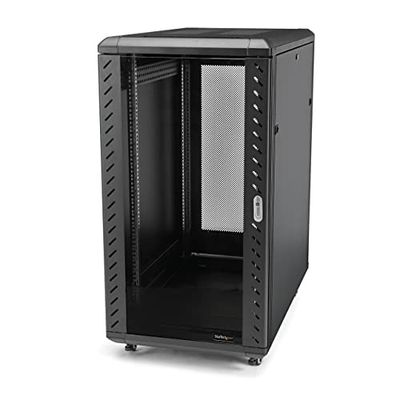 StarTech.com Armadio Rack 22U 19" con Sportello in Vetro, Server rack 4 Montanti con Serratura e Ruote, Profondità Regolabile