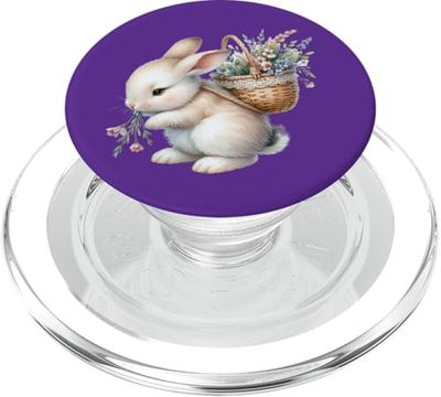 Cottagecore Breloque aquarelle Lapin avec panier de fleurs PopSockets PopGrip pour MagSafe