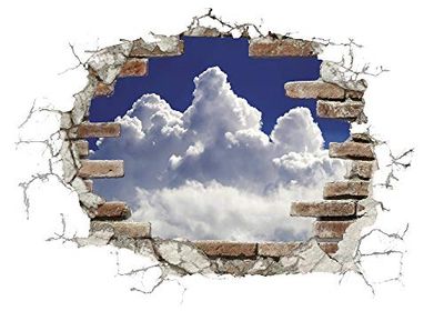 Komar Deco-Sticker | Break Out Clouds | Grootte: 100 x 70 cm (breedte x hoogte) | Wandtattoo, muur, decoratie, stickers, muur doorbraak | 17724h