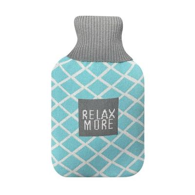 Mimo warmwaterkruik, 1,7 l, met blauwe voering, afmetingen: 20 x 32 x 4 cm, flexibel en zacht om aan te raken, ideaal voor het verlichten van kou en ontspanning, perfect voor momenten van comfort.