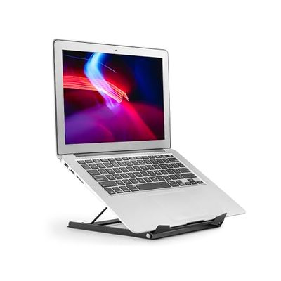Properav Steel Portable Ergonomic Laptop Stand for Windows & Mac devices such as Dell, Toshiba, HP, Samsung, MacBook, Lenovo with Secure Fit Pads - Black