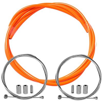 cyclingcolors Guaina freno bicicletta con cavo terminali kit anteriore posteriore compatibile con Shimano Sram città strada vtt performance, Arancione fluo