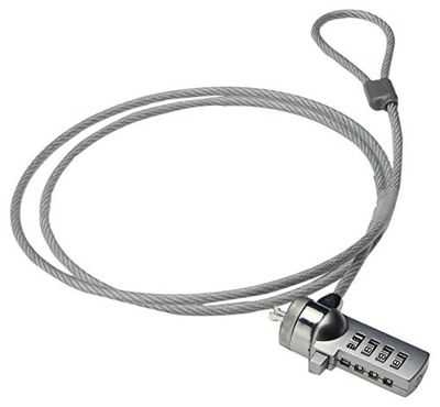 Ewent Cavo di sicurezza con lucchetto a combinazione, cavo di sicurezza per notebook, laptop, PC, proiettori, robusto cavo di sicurezza combinato in acciaio, cavo lungo 1,5 metri, 1 pezzo