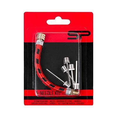 Spokey SURAZO valvola ad ago della valvola di palloni Kit per gonfiare palloni Palline da Calcio, pallavolo, Pallacanestro ago, Rosso/Nero, Taglia Unica