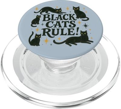 Ilustración de regla de gatos negros Arte de gato negro lindo gatito gato PopSockets PopGrip para MagSafe