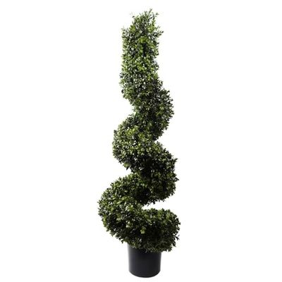 Leaf Protected Artificial Topiary Tree, 120cm UV Boxwood Spiral