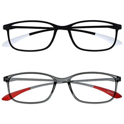 OPULIZE Ice 2 Pacco Super Leggero Occhiali Da Lettura Nero Grigio Donna Uomo RR61-17 +2,00