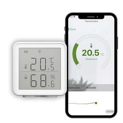 Termometro-igrometro collegato - Konyks Termo - Wi-Fi- comunica con radiatore e termostato collegato ecc. per regolare l'umidità e la temperatura, compatibile con Alexa e Google Home, Tuya
