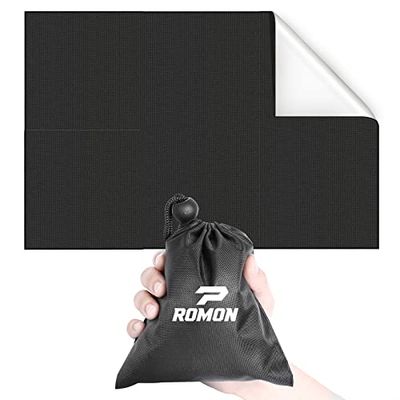 Romon Fickpicknickfilt, 70 x 117 cm mini vattentät strandmatta, anti-sand, maskintvättbar campingmatta (svart)