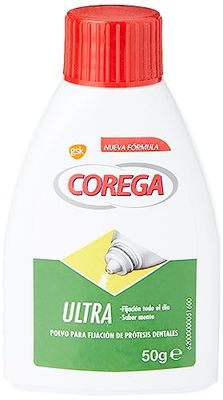 Corega Ultra, PowderToDenture Fixation, Mint Flavor, All Day Hold, 50 g