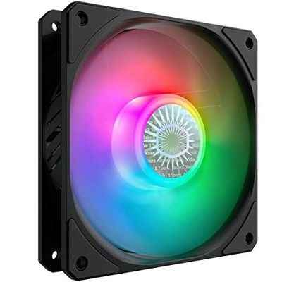 Cooler Master SickleFlow 120 Ventola RGB indirizzabile a telaio quadrato, LED personalizzabili individualmente, design della lama curva del bilanciamento dell'aria, cuscinetto sigillato, controllo PWM