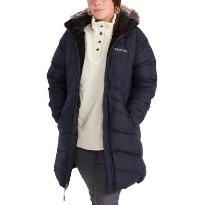 Marmot Femme Wm's Montreal Coat, Veste légère en duvet isolée, facteur de gonflement de 700, Manteau d'extérieur, Anorak déperlant, coupe-vent, Midnight Navy, S