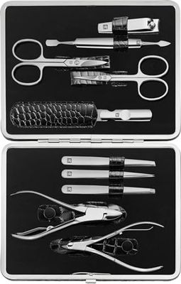 Zwilling frame case, 10 pieces, in croco varnish, black, 1 piece