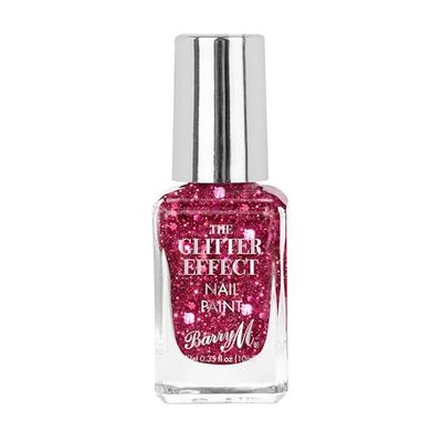 Barry M Glitter Effect Nail Paint, Shade Fuchsia Fiesta |Pink Glitter Nail Polish