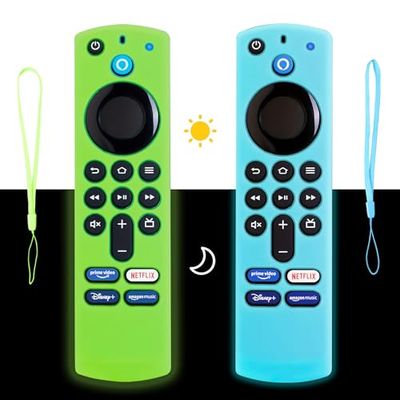 Custodia per Telecomando vocale Alexa 2021 BHHB custodia fire stick TV amazon custodia in silicone compatibile con Fire TV Stick 4K /4K Max Alexa (3rd Gen) Telecomando vocale (Verde e Blu)