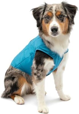 Kurgo Loft - Cappotto Reversibile per Cani, Resistente all'Acqua, Riflettente, Leggero, Compatibile con Imbracatura - Blu/Arancione, S