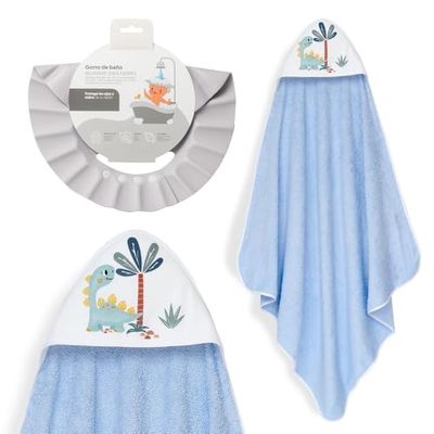 Interbaby - Mantello da bagno per bambini + berretto regolabile | Asciugamano con cappuccio 100% cotone, unisex, morbido, asciugatura rapida, ideale per neonati, neonati e bambini piccoli, design