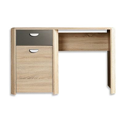 Forte Bureau Yoop avec 1 Porte et 1 tiroir, matériau en Bois, Décor Chêne Sonoma avec Gris Mat, L x H x P: 130 x 73,5 x 58 cm