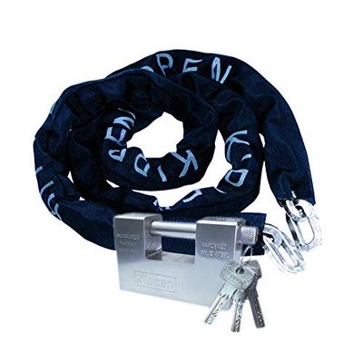 KIPPEN 2011D1 Kit Sicurezza per Moto, Scooter e Bici, Composto da: Catena Antifurto Misura 10x2000 mm + Lucchetto Cementato Antiscasso, Multicolore, 102000 MM