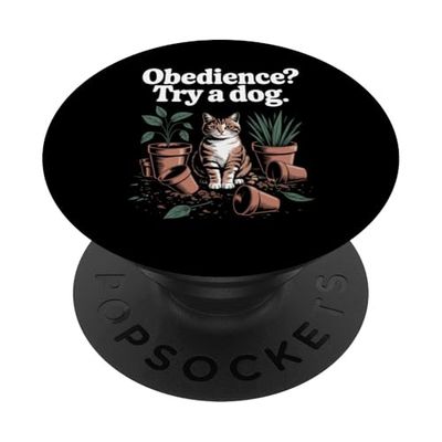 Obediencia Prueba Un Perro Gato Gatito Amante De Gatos PopSockets PopGrip Adhesivo