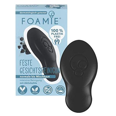 Foamie Solida pulizia del viso per la pelle macchiata con carbone attivo chiarificante e olio dell'albero del tè, effetto esfoliante, 100% vegano, plastica e non testato sugli animali, 60 g