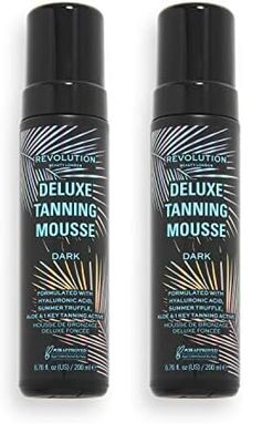 Revolution Beauty London Deluxe Tanning Mousse, Non Sticky Formula with Hyaluronic Acid, Dark, 200ml (Paquete de 2)