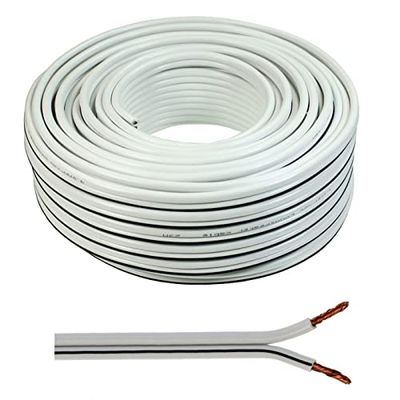 Câble de Haut-Parleur Blanc 2 x 4,00 mm² 50 m