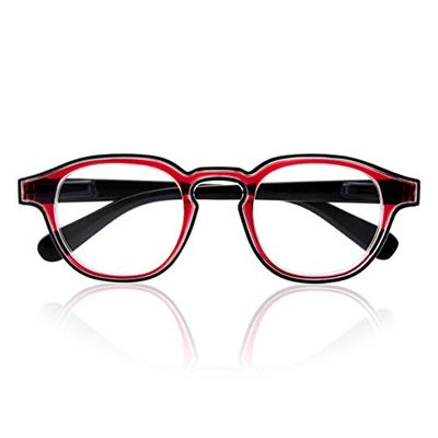 DE TOMASO " 501" Rosso Trasparente-Nero (+2,50) Occhiali da lettura di moda italiana