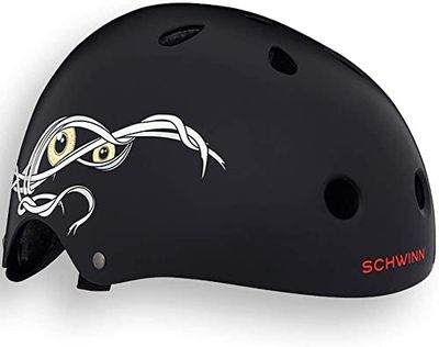 Schwinn BMX-fietshelm voor jongens en meisjes vanaf 8 jaar, ideaal voor scooter, skates of fiets, aanbevolen pasvorm 54-58 cm, zwart, mummiemotief