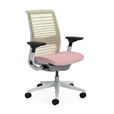 Steelcase Think, silla de oficina ergonómica con respaldo de malla, sujeción lumbar regulable en altura y brazos regulables Rosa