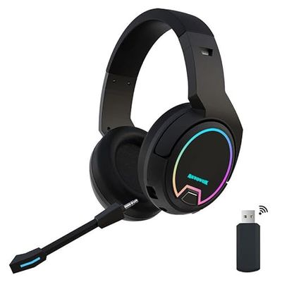 Autovox Auriculares Gaming con micrófono extraíble, transmisor Bluetooth y Cable