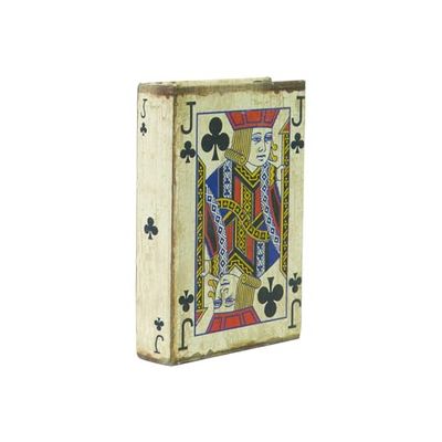 Biscottini Scatola porta carte da gioco in legno Fante fiori L10,5xPR3,5xH14,5 - Scatola carte da gioco rivestita in stoffa ed anticata - Scatola con mazzo di carte