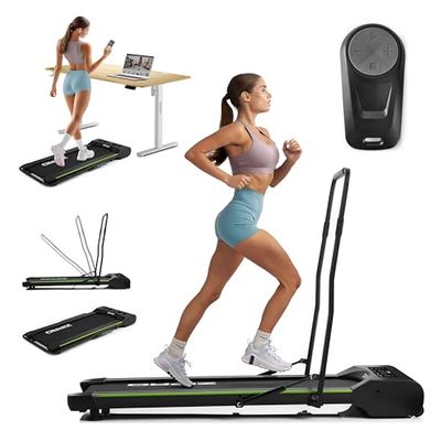 ZIPRO Lite hopfällbart löpband för hemmet kompakt promenad- och löpmatta (1–6 km/h), promenaddyna under skrivbordet, max användarvikt 110 kg, lätt att förvara, snabb vikning