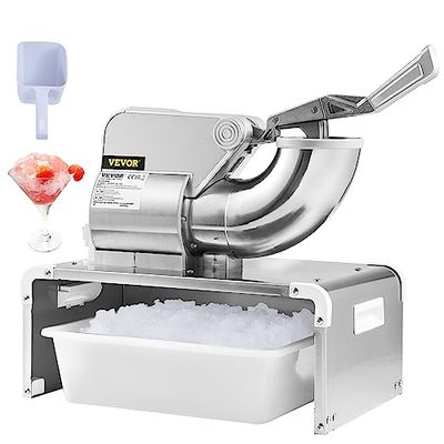 VEVOR Máquina para Picar Hielo Comercial 300kg/h Trituradora de Hielo Eléctrica 300W Picadora de Hielo 4 Cuchillas de Acero Inoxidable Cuerpo de ABS Picador de Hielo para Bebidas Frías Bar Restaurante