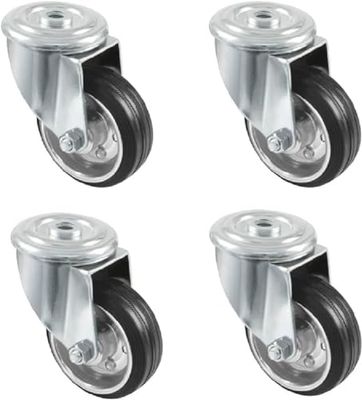 Amig - Set 4 Ruote per Mobili | Ø 125 mm | Ruote Girevoli Senza Piastra di Montaggio | Peso Massimo 120 Kg | Per Spostare Mobili Pesanti | Cuscinetti a Rulli | Nucleo Metallico | Gomma Nera