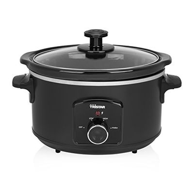 Tristar VS-3915 – Olla de Cocción Lenta, Recipiente Cerámico de 3.5 Litros, Función para Mantener el Calor, Negro