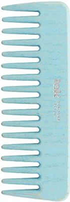 Tek petit peigne à cheveux en bois de frêne avec dents larges, bleu clair - 100% fabriqué en Italie