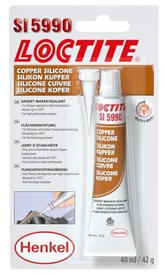 Loctite SI 5990- Silicone couleur cuivre pour joint d'étanchéité mécanique, pate à joint moteur haute température, résiste jusqu'à 350°, tube 40 ml