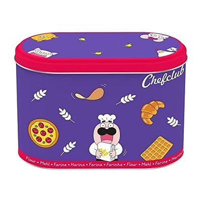 Chefclub Kids - Food Storage Canister with Lids - Metal Flour Container- Kitchen Storage - for Children and Adults - Capacity up to 1.5 kg