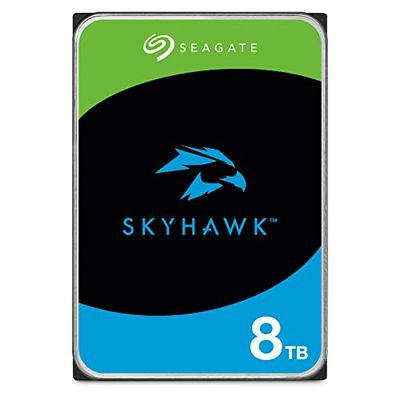 Seagate SkyHawk 8TB, intern videohårddisk, 3.5", SATA 6Gb/s, 256MB cache, för DVR/NVR-säkerhetskamerasystem, med inbyggda Data Rescue Services, FFP (ST8000VXZ10)