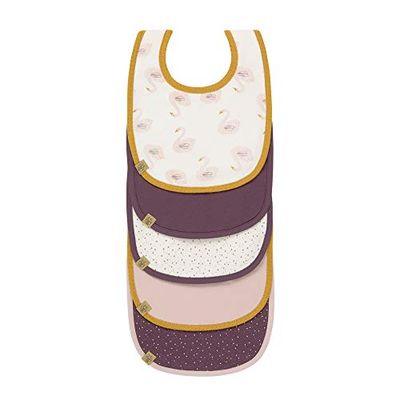 Ledig babyhaklapp set (5 st) Kardborreband bomull vattentät/värdepaket Bib Little Water Svan