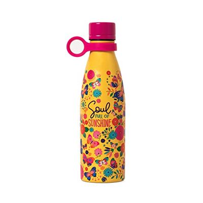 Legami - Hot&Cold, Bottiglia Termica 500 ml, Ø 7 cm, Leggera e Resistente, Chiusura Ermetica, Manico in Silicone Removibile, Tema Butterfly, Soul full of Sunshine, Senza BPA e Ftalati
